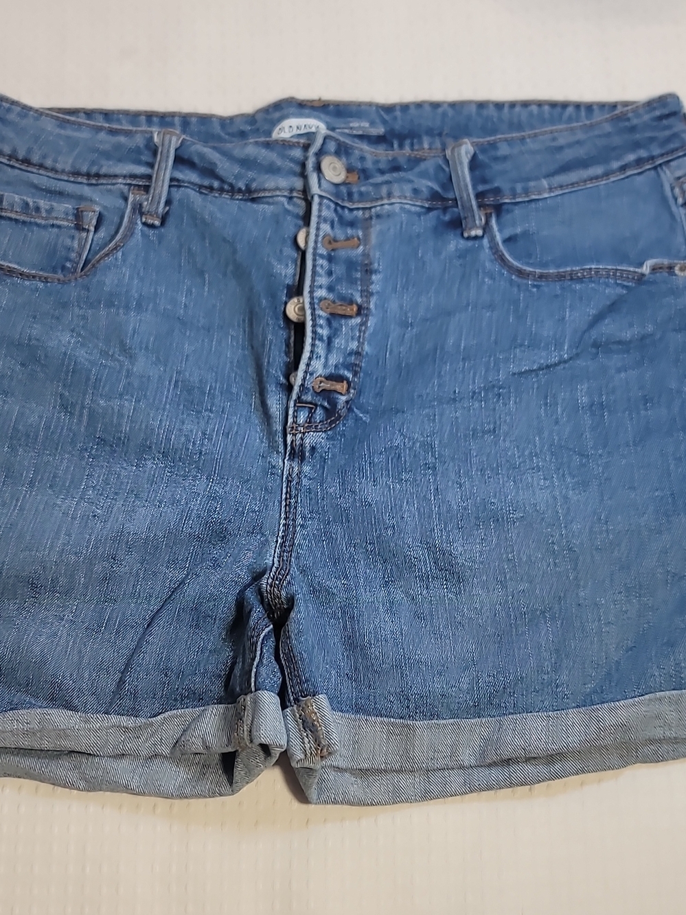 Old Navy Light Blue Button-Fly Rolled Hem Denim Shorts